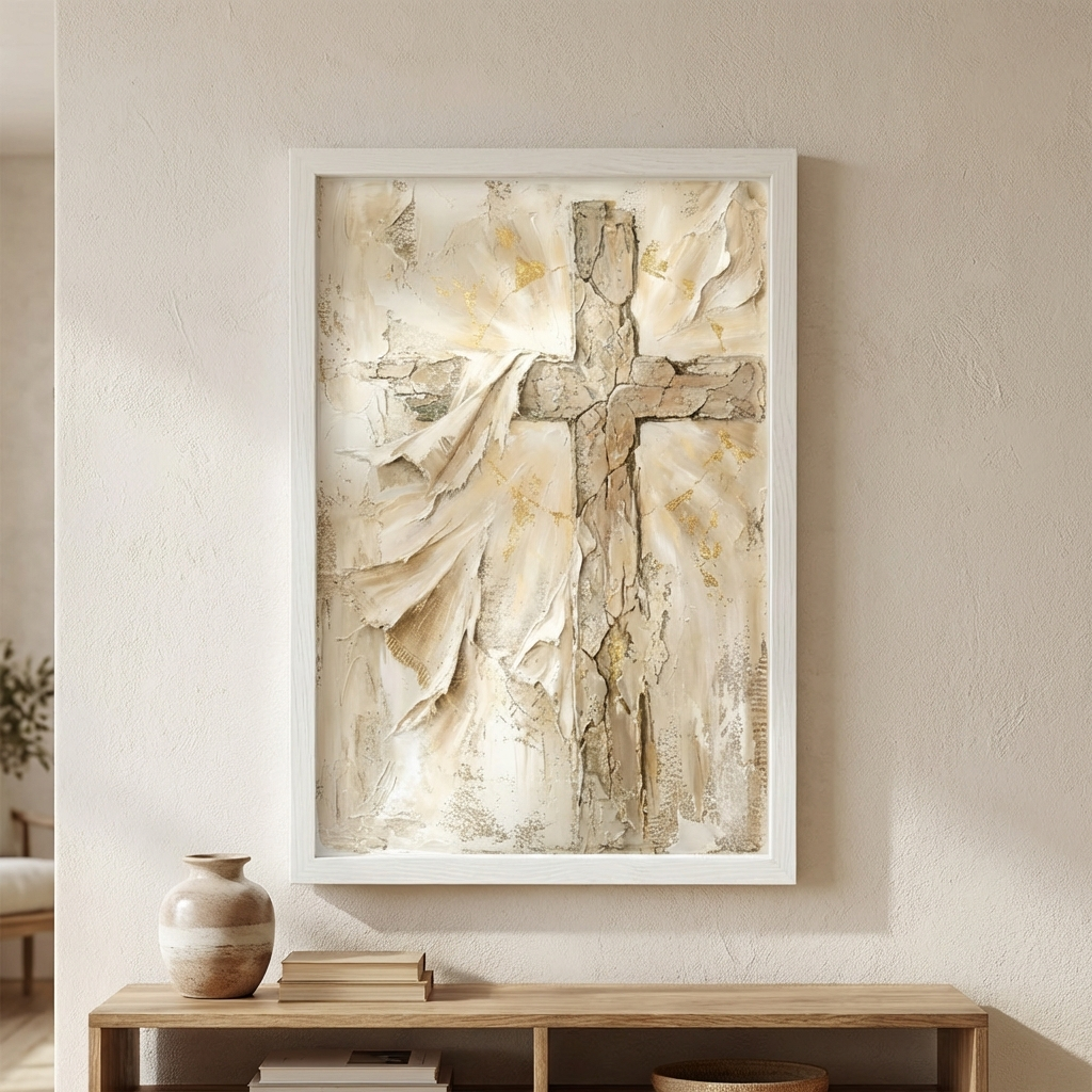 Easter Cross Wood Framed Art