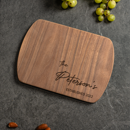 Personalized Thin Oval Cutting Boards - Family Name