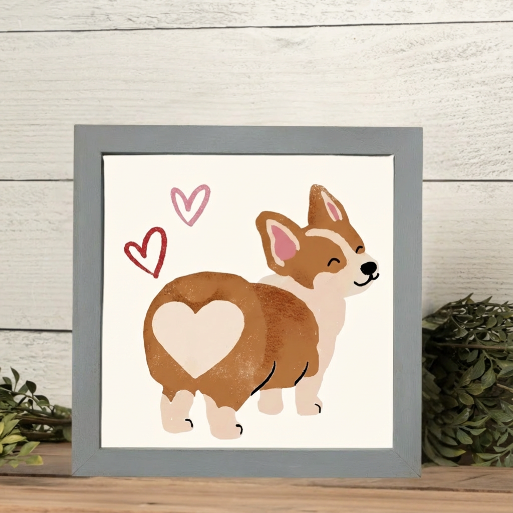 Valentine's Corgi Framed Print