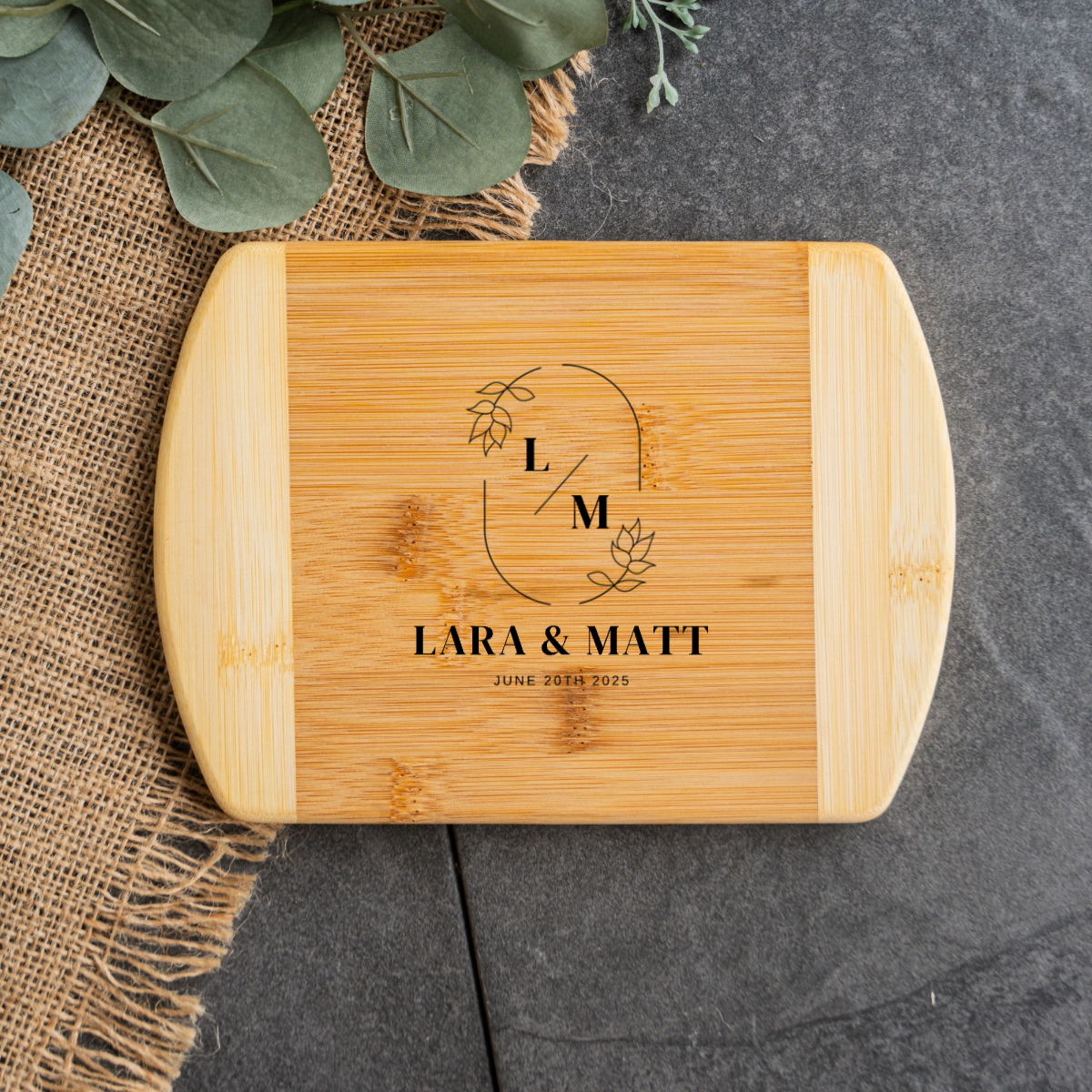 Customized 6x8 Bamboo Rounded Edge Cutting Board