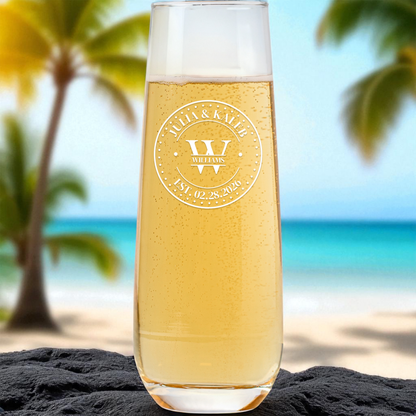 Customized Stemless Champagne Flute - Wedding Designs