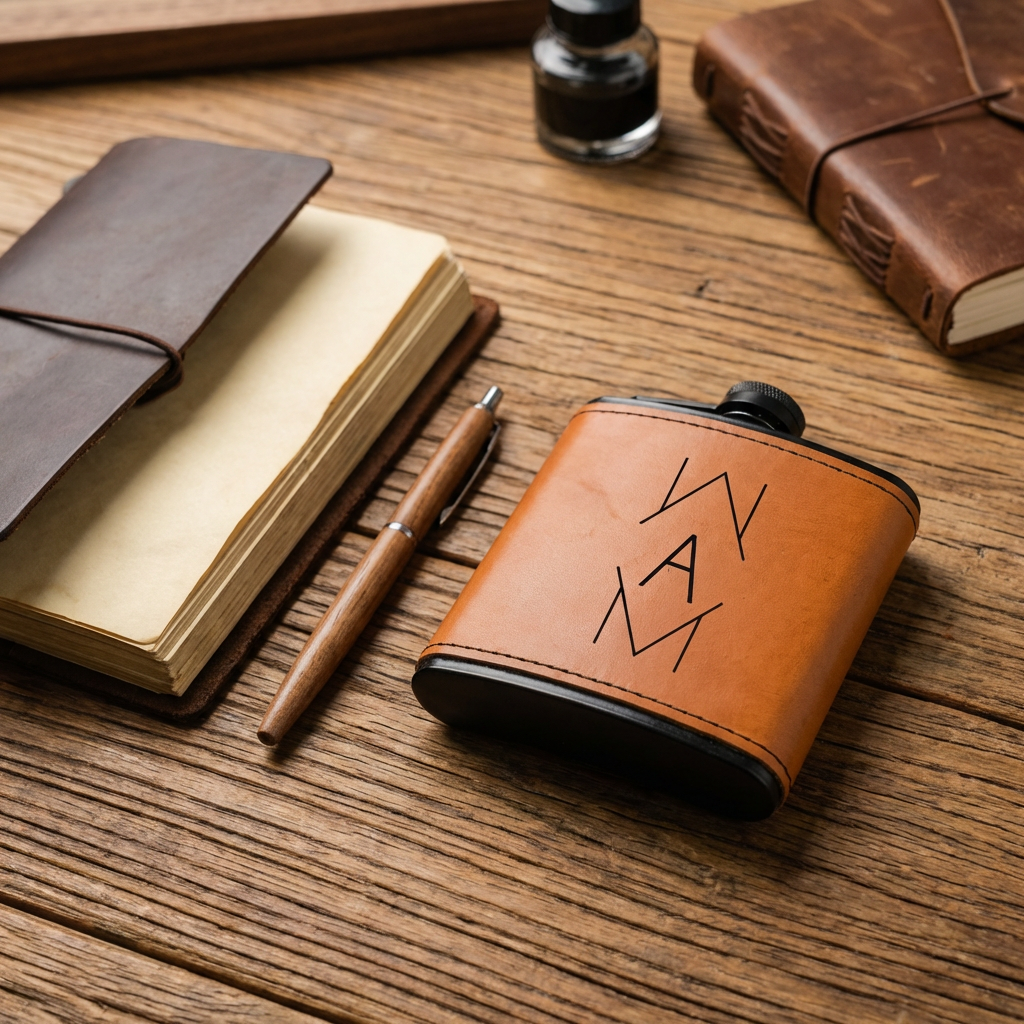 Personalized Leather Wrapped Black Flasks - Signature Designs - 2/20/2026