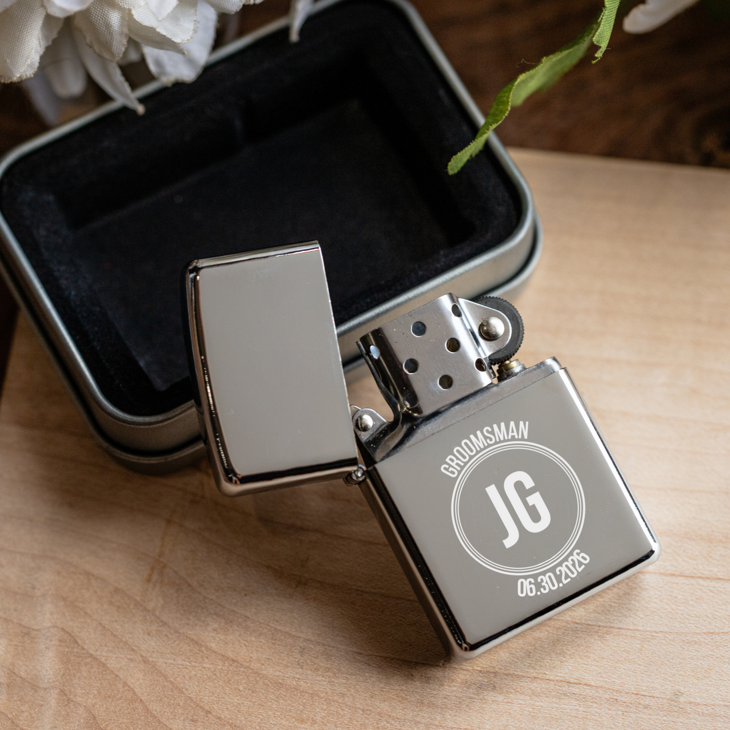 Customized  Groomsmen Silver Lighter