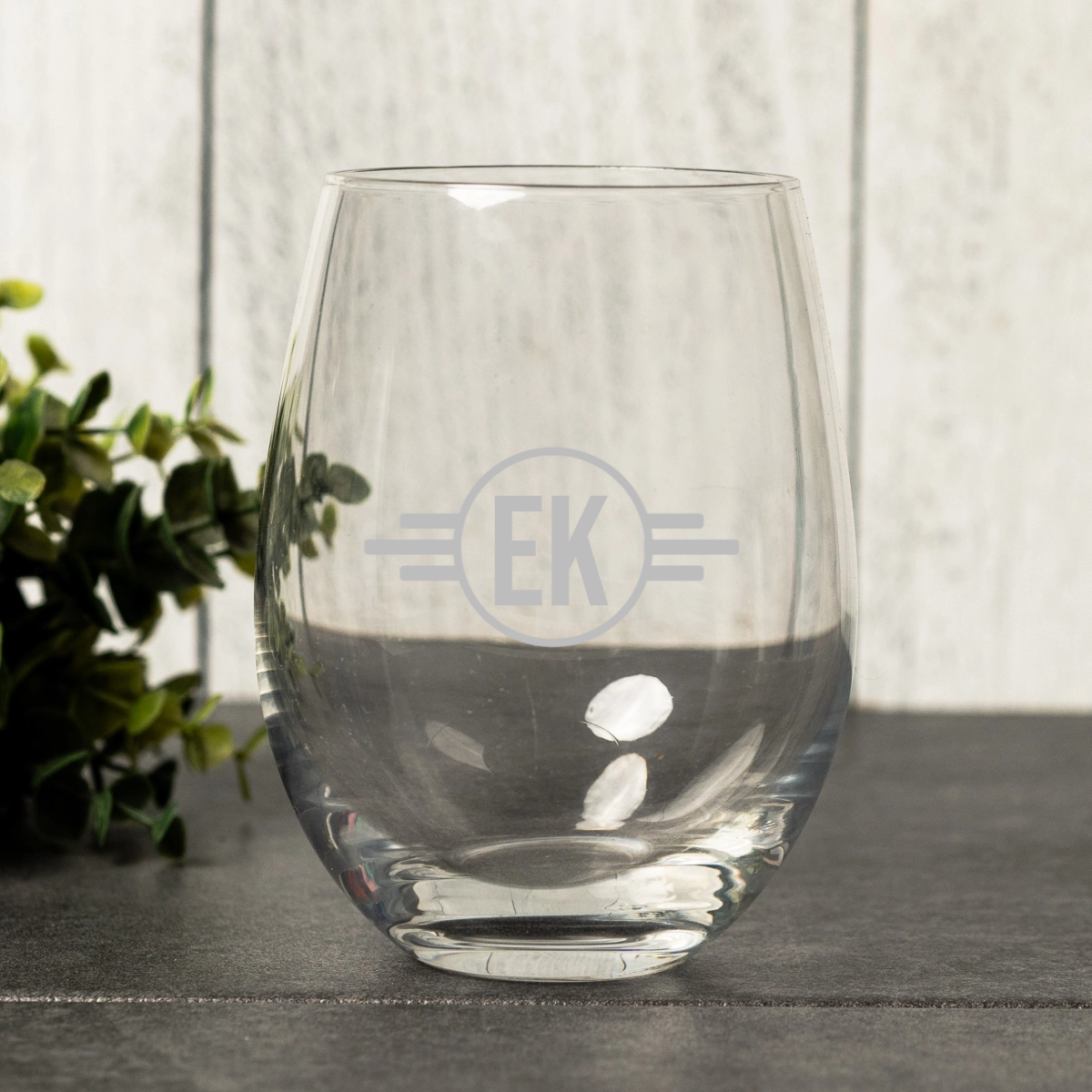 Engraved Stemless Wine Glass