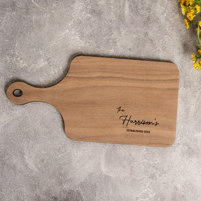 Personalized Thin Paddle Cutting Boards - Family Name