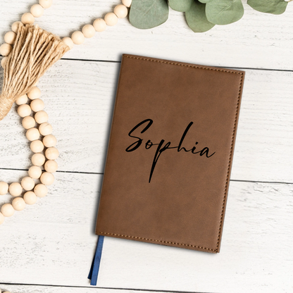Customized Leather Journal with Name - Script