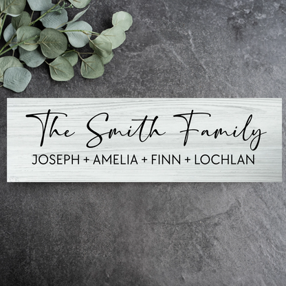 Customized Family Name + First Names Wood Plank Sign