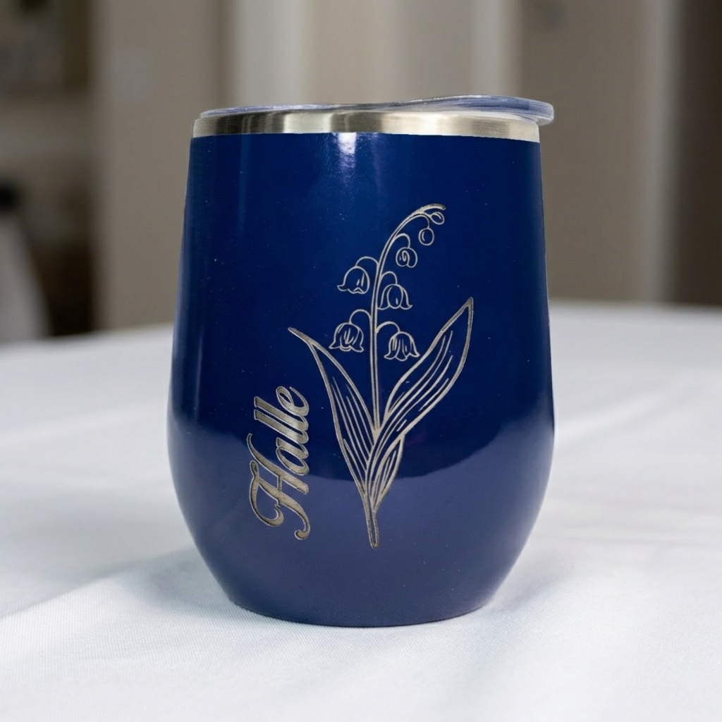 Customizable Birth Flower Wine Tumblers