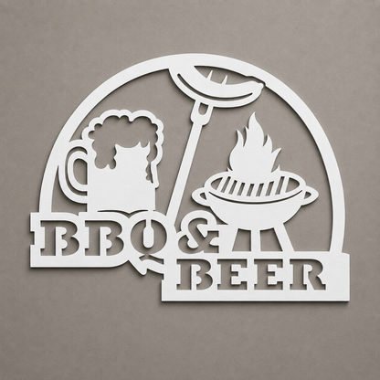 BBQ and Beer Metal Sign