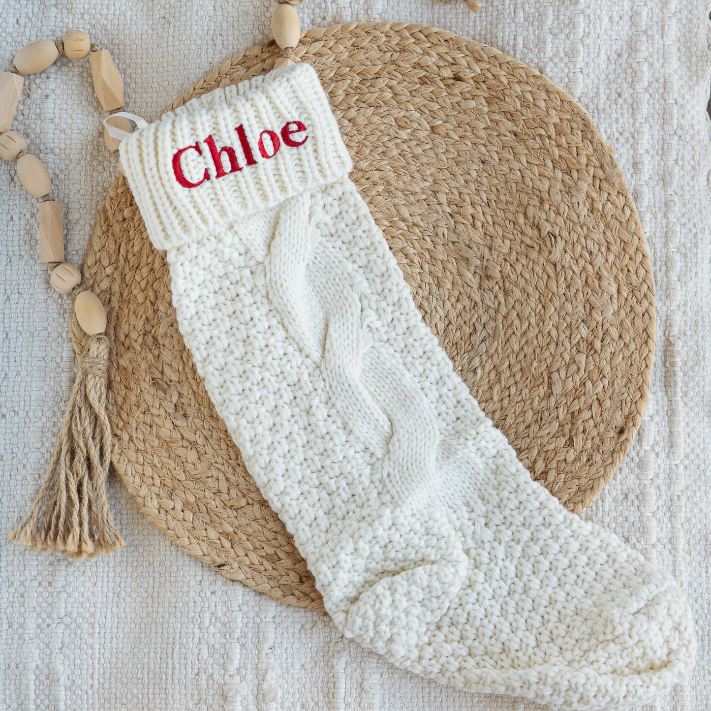 Custom Embroidered Cable Knit Christmas Stockings