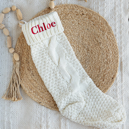 Custom Embroidered Cable Knit Christmas Stockings