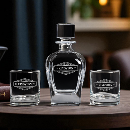Tudor Decanter Set with Custom Gift Box - Signature Designs
