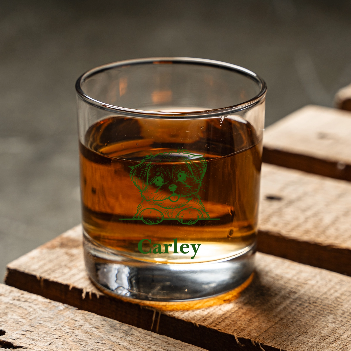 Customized Dog Whiskey Glass with Text