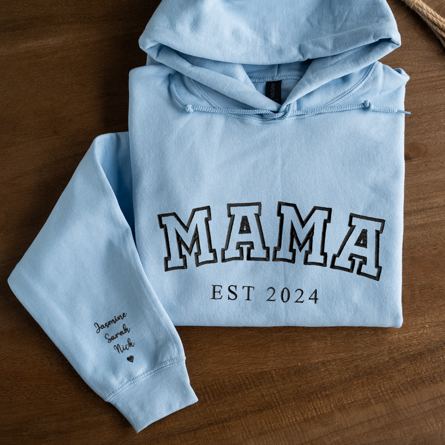 Customized Mama Hoodie with Names on Sleeve