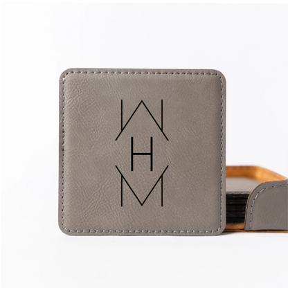 Customized Grey Square Coaster Set - Signature Designs