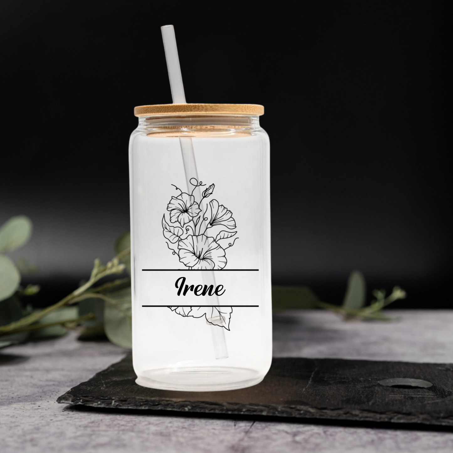 Customized Split Birth Flower Glass Cans
