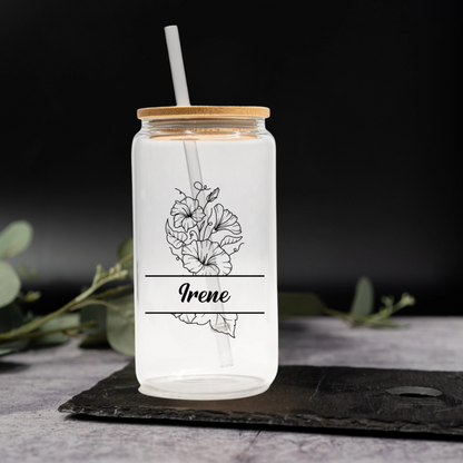 Customized Split Birth Flower Glass Cans