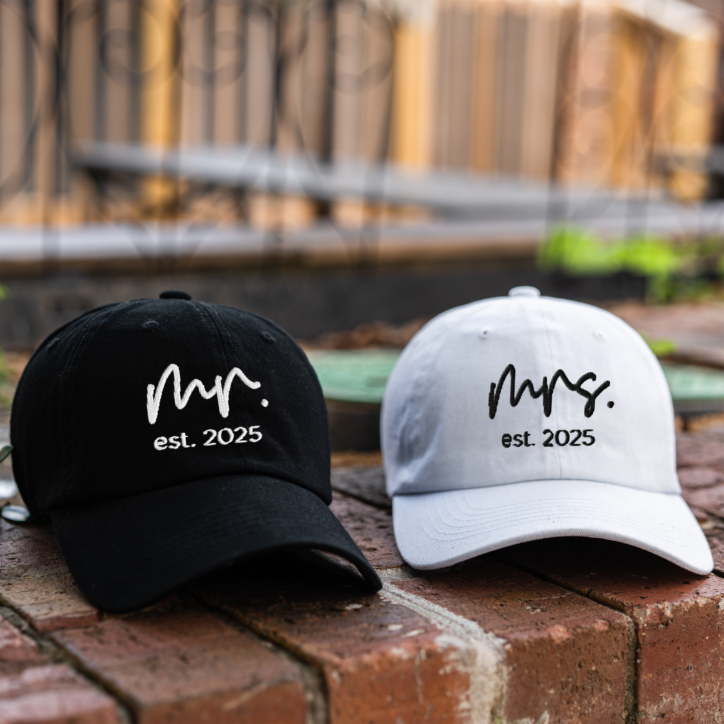 Custom Mr. & Mrs. Established Date Hats