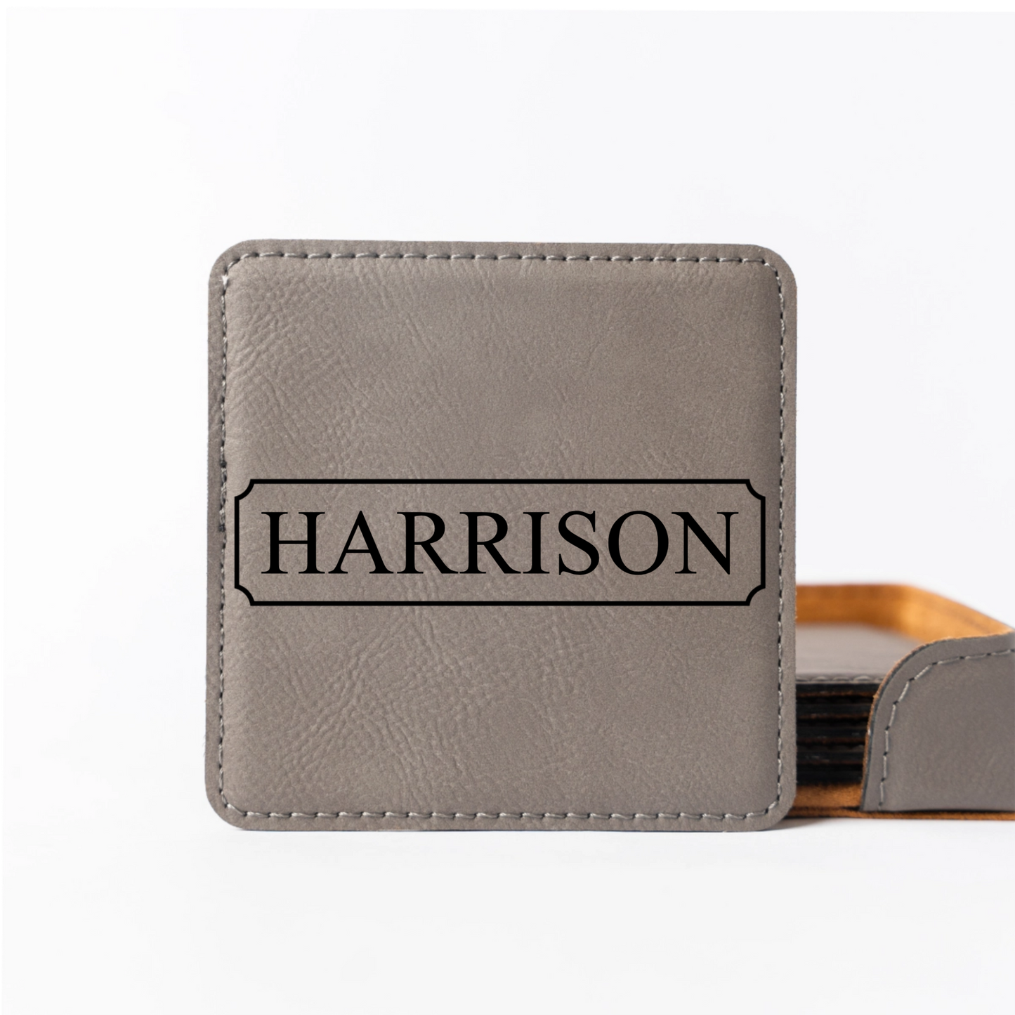 Customized Grey Square Coaster Set