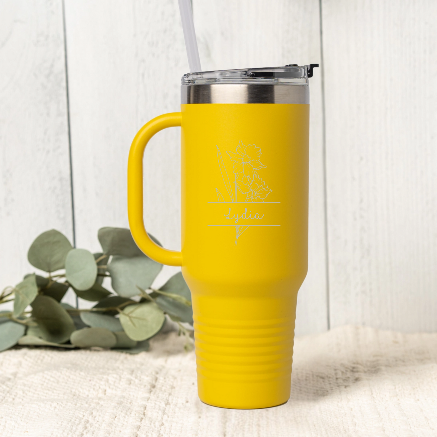 Customized 40oz Split Birth Flower Tumbler