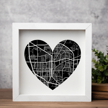 Customized Heart-Shaped City Map Framed Print
