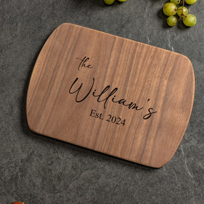 Customized Thin Oval Cutting Boards - Elegant Name & Date Designs