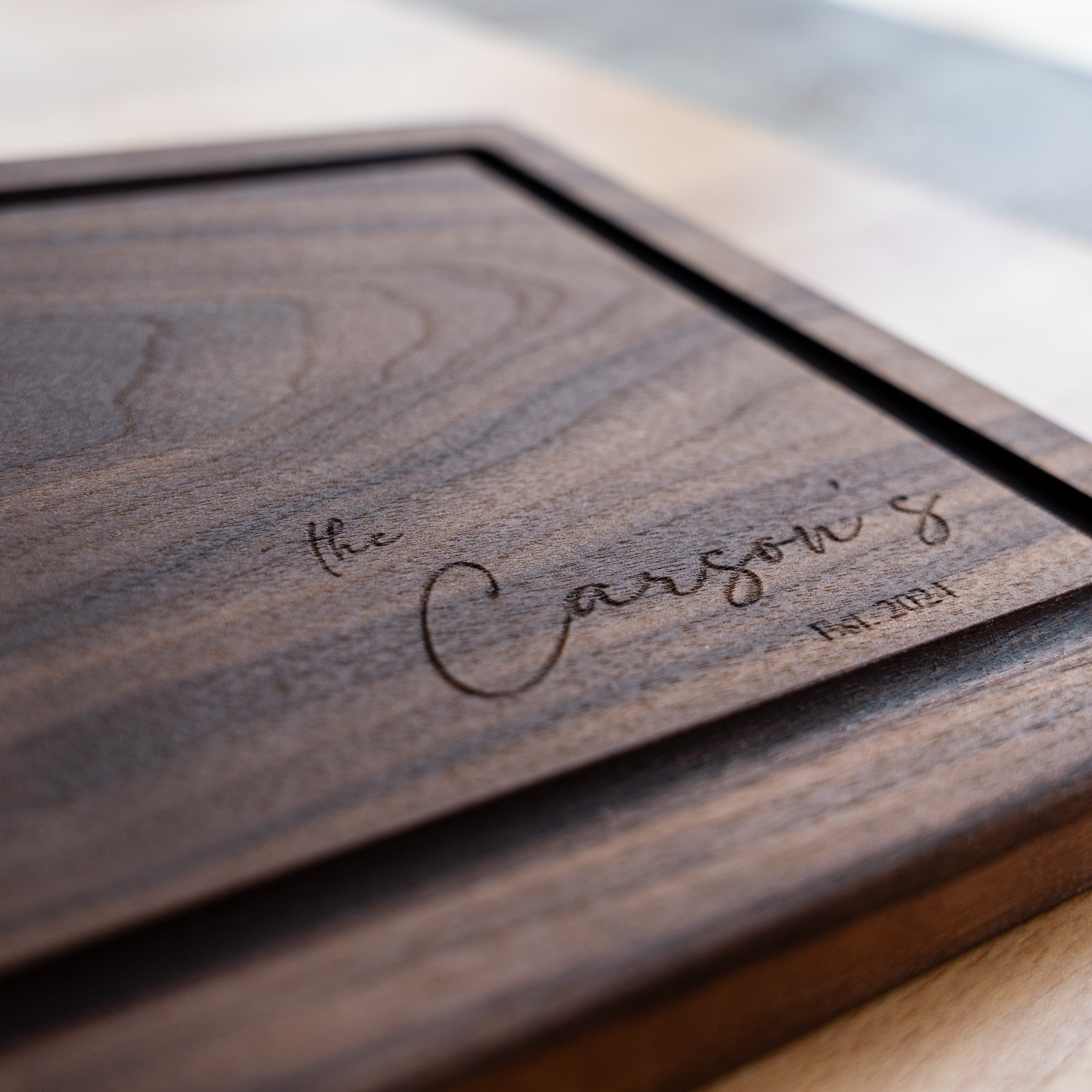 Customized Rectangle Cutting Boards - Elegant Name & Date Designs Bottom Right