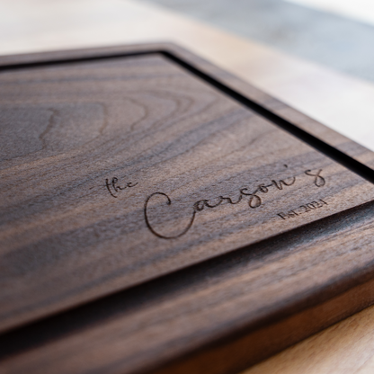 Customized Rectangle Cutting Boards - Elegant Name & Date Designs Bottom Right