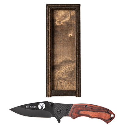 Customized Red/Brown Wood Handle Hunting Knife with Gift Box