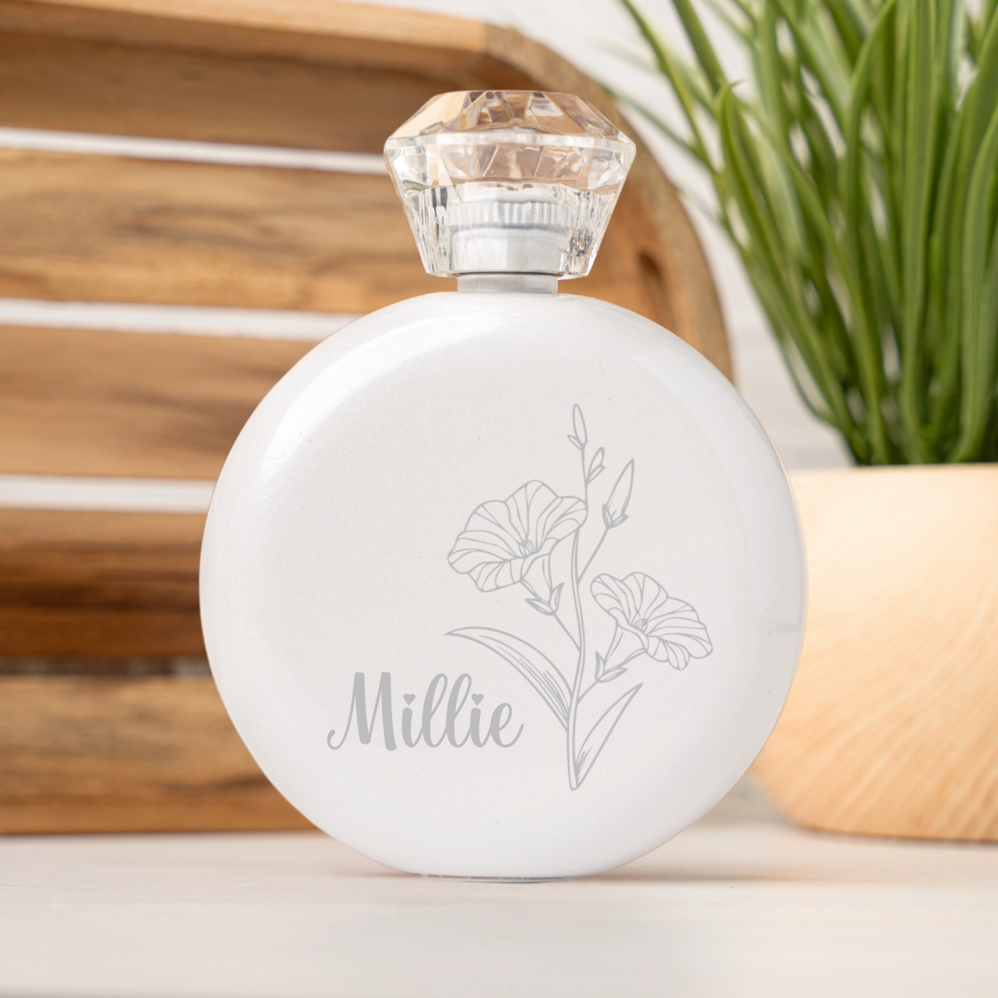 Personalized Birth Flower Glam Flask