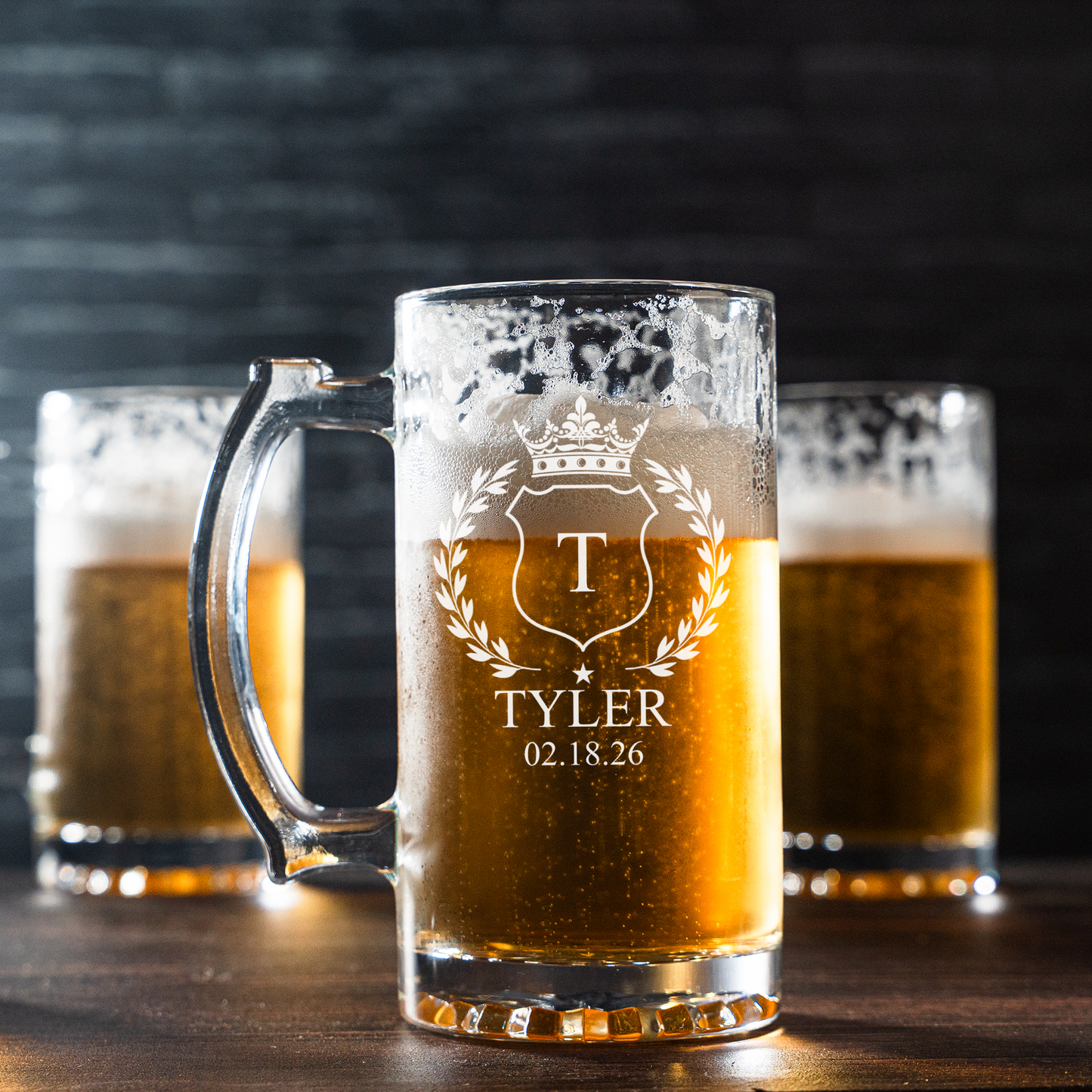 Set of 5 25oz Beer Mugs - Wedding Designs Groomsmen Gift