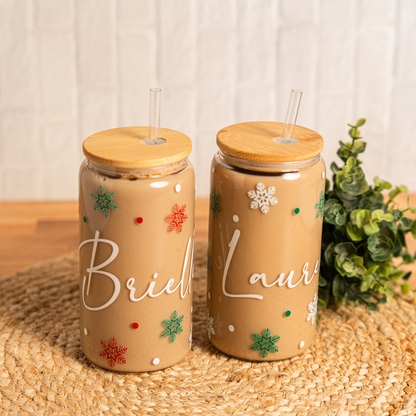 Customized Snowflake Glass Cans