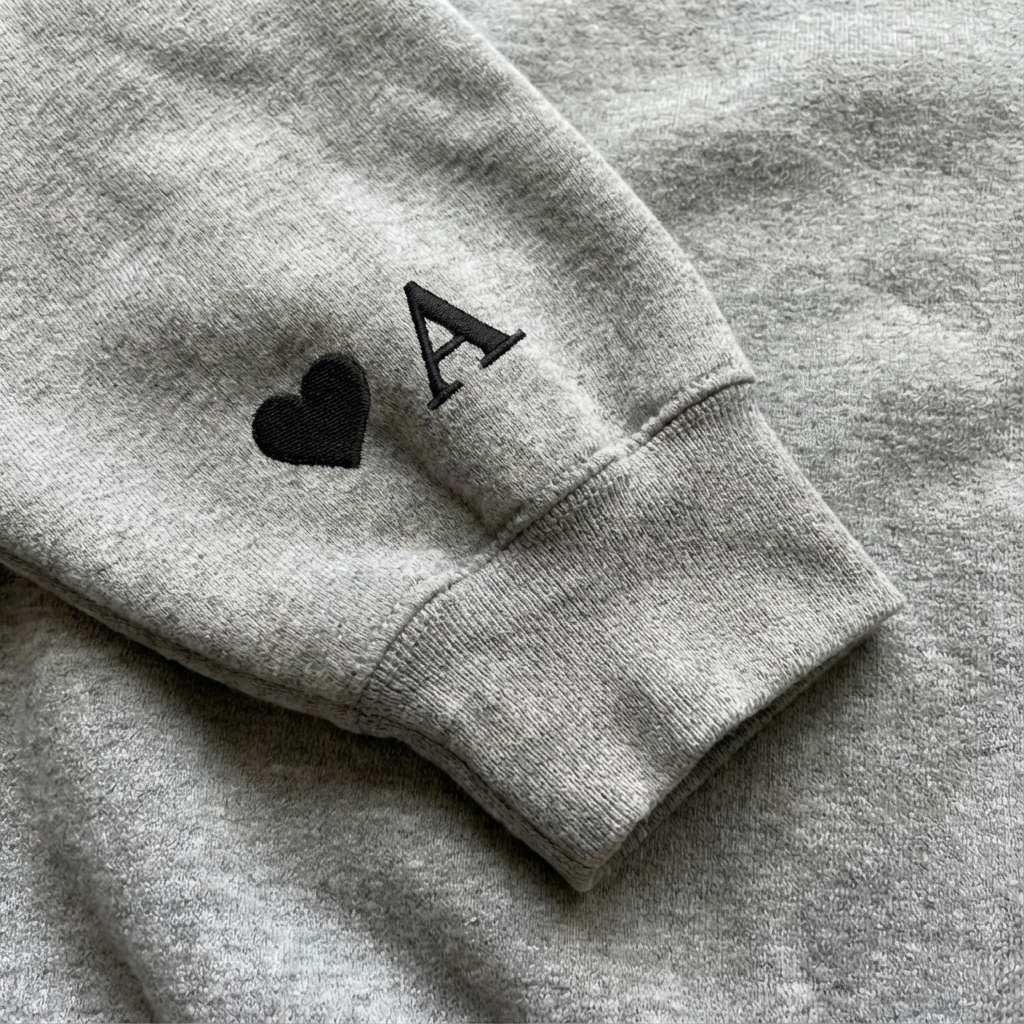 Customized Embroidered Initial Heart Sweatshirt