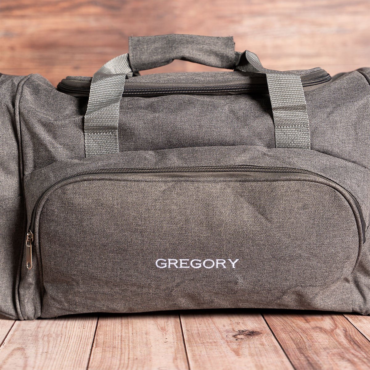 Customized Grey Duffle Bag