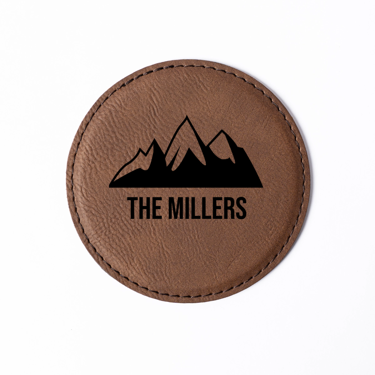 Customized Dark Brown Leather Round Coaster Set
