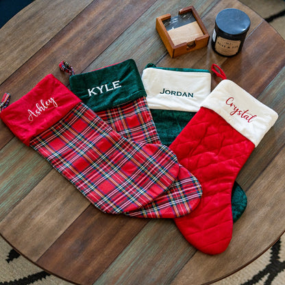 Velvet Embroidered Christmas Stockings