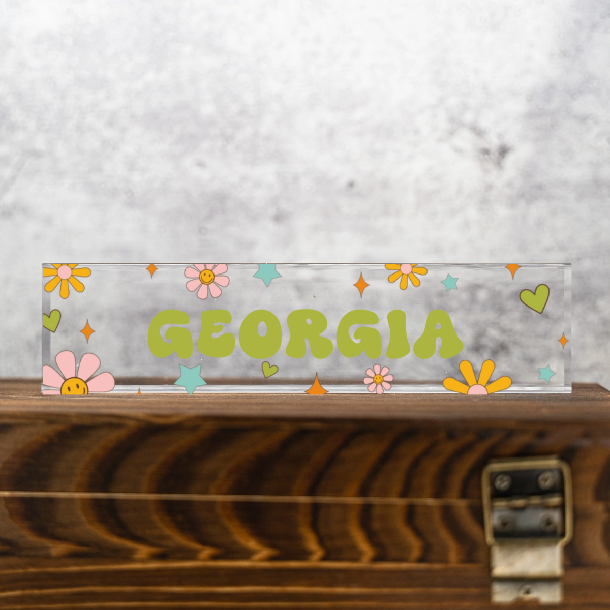 Customized Teacher Acrylic Desk Plate - Groovy Design