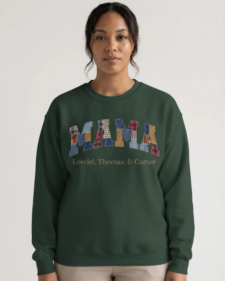 Customized Patchwork "MAMA" Crewneck