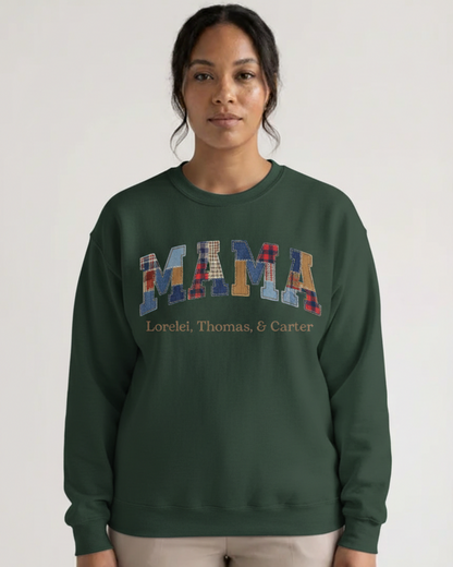 Customized Patchwork "MAMA" Crewneck