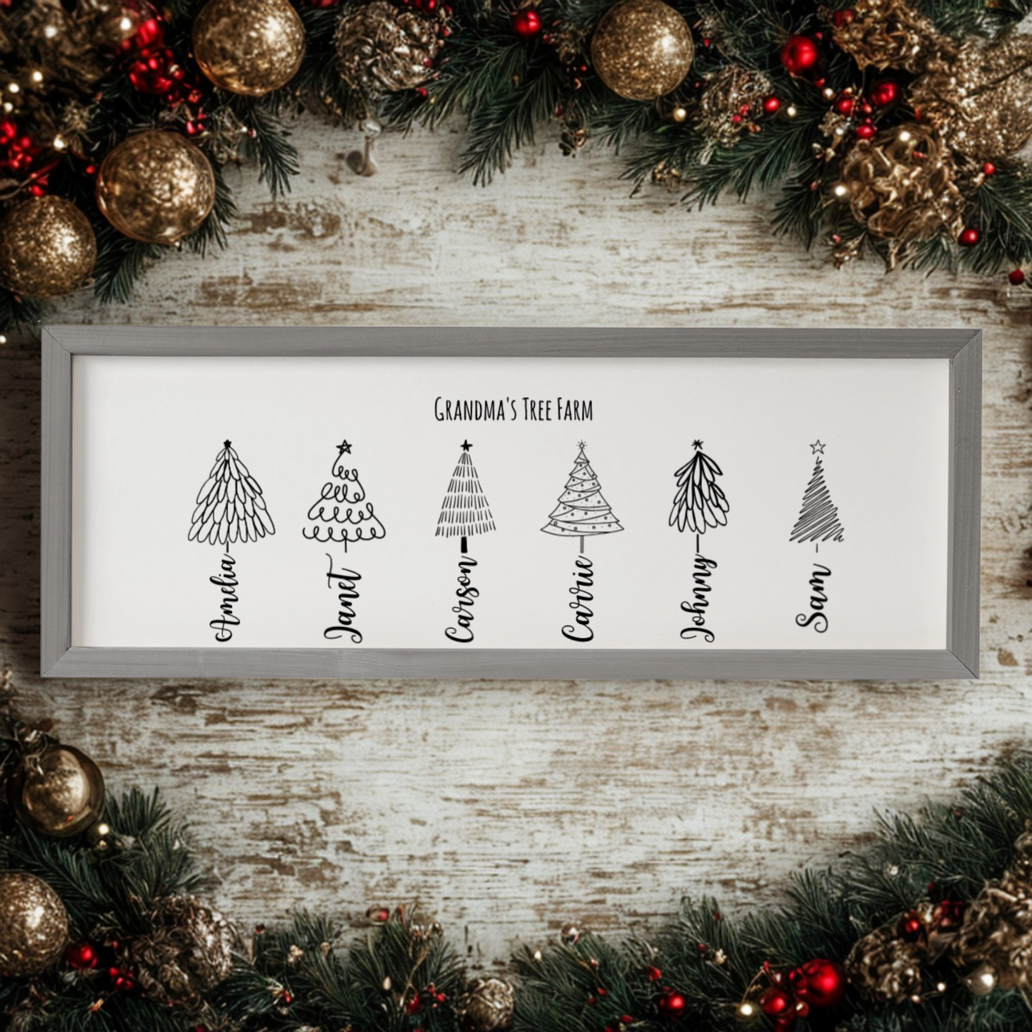 Customized Christmas Tree Family Sign