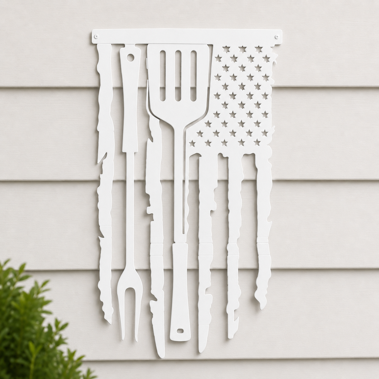 BBQ US Flag Metal Sign