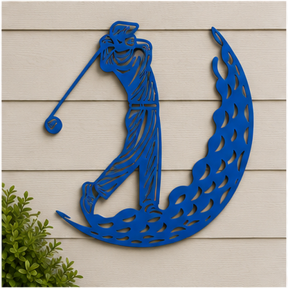 Golfer Silhouette Metal Wall Art