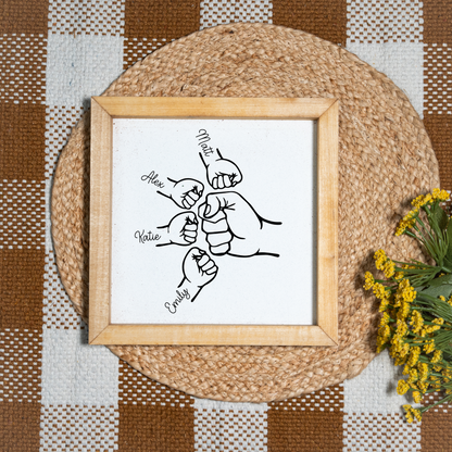 Customized Fist Bump Dad And Kids Framed Sign