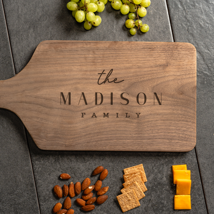 Customized Large Paddle Cutting Boards - Elegant Name & Date Designs