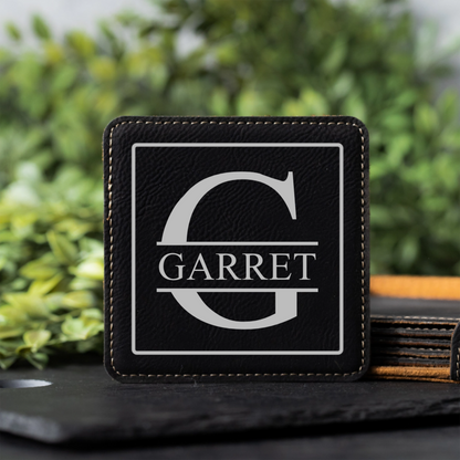 Customized Black Leather Coasters
