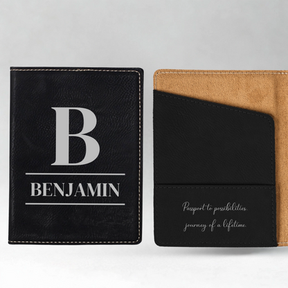Customized Passport Cover - Black & Rustic