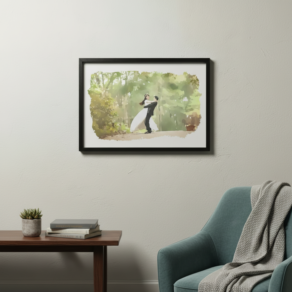 Watercolor Framed Custom Wedding & Engagement Photos