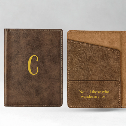 Customized Passport Cover - Black & Rustic Script