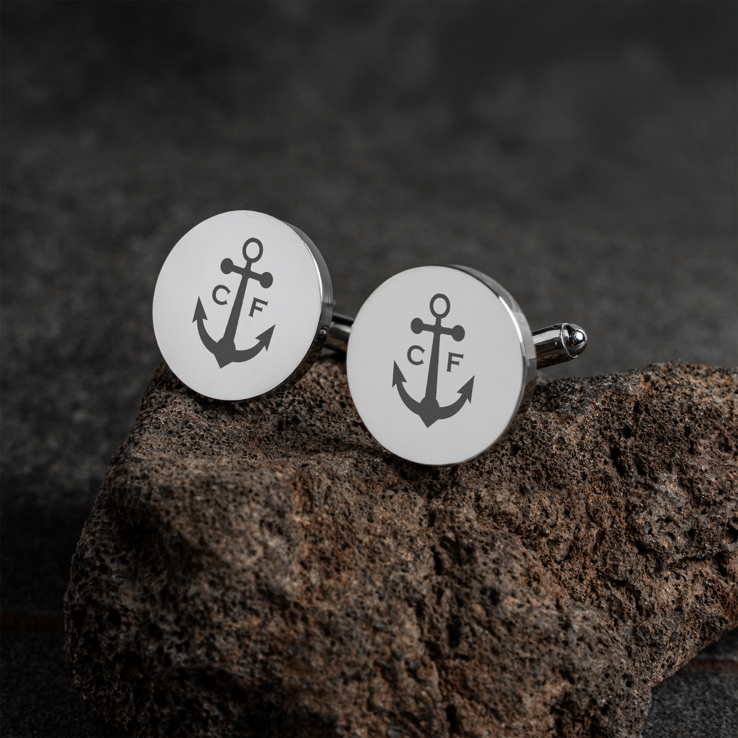 Customized Round Silver Cufflinks