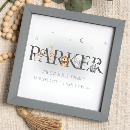 Customized Kids Wooden Sign With Watercolor Animals